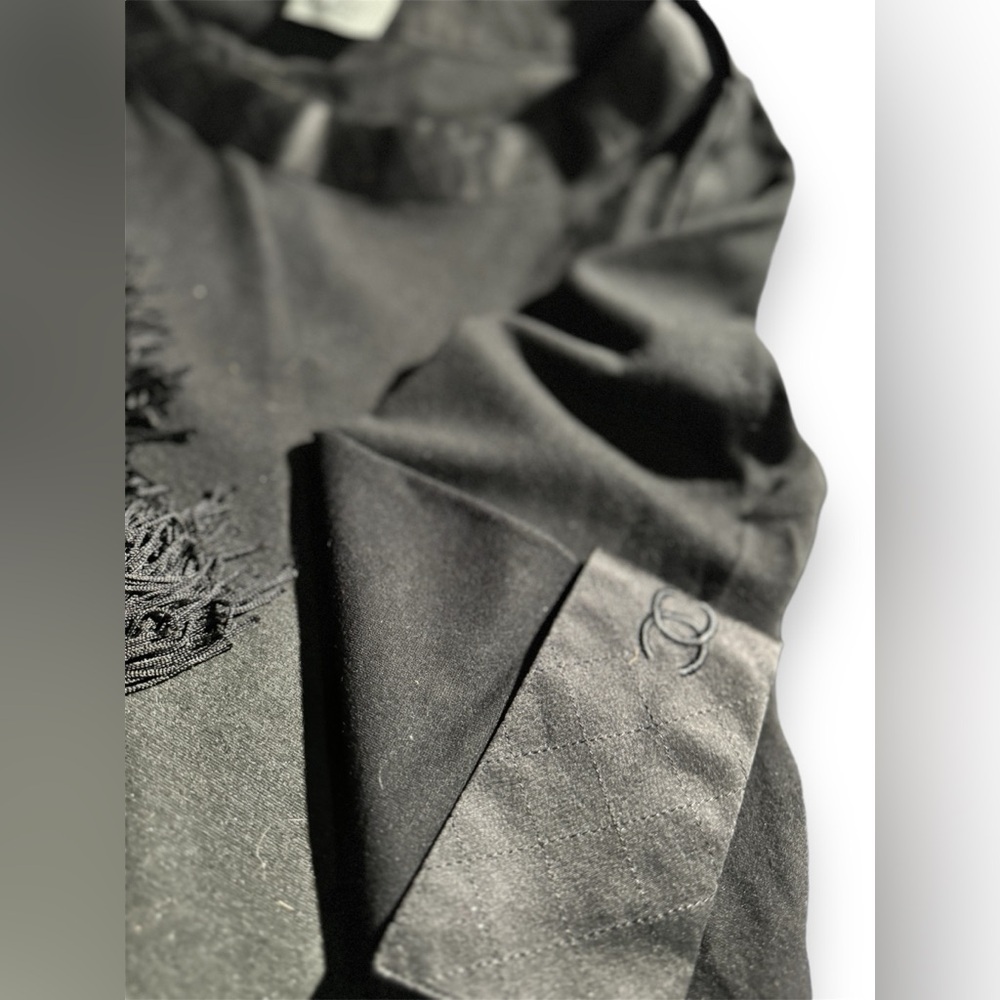Black Chanel Quilted Sleeve Top.
